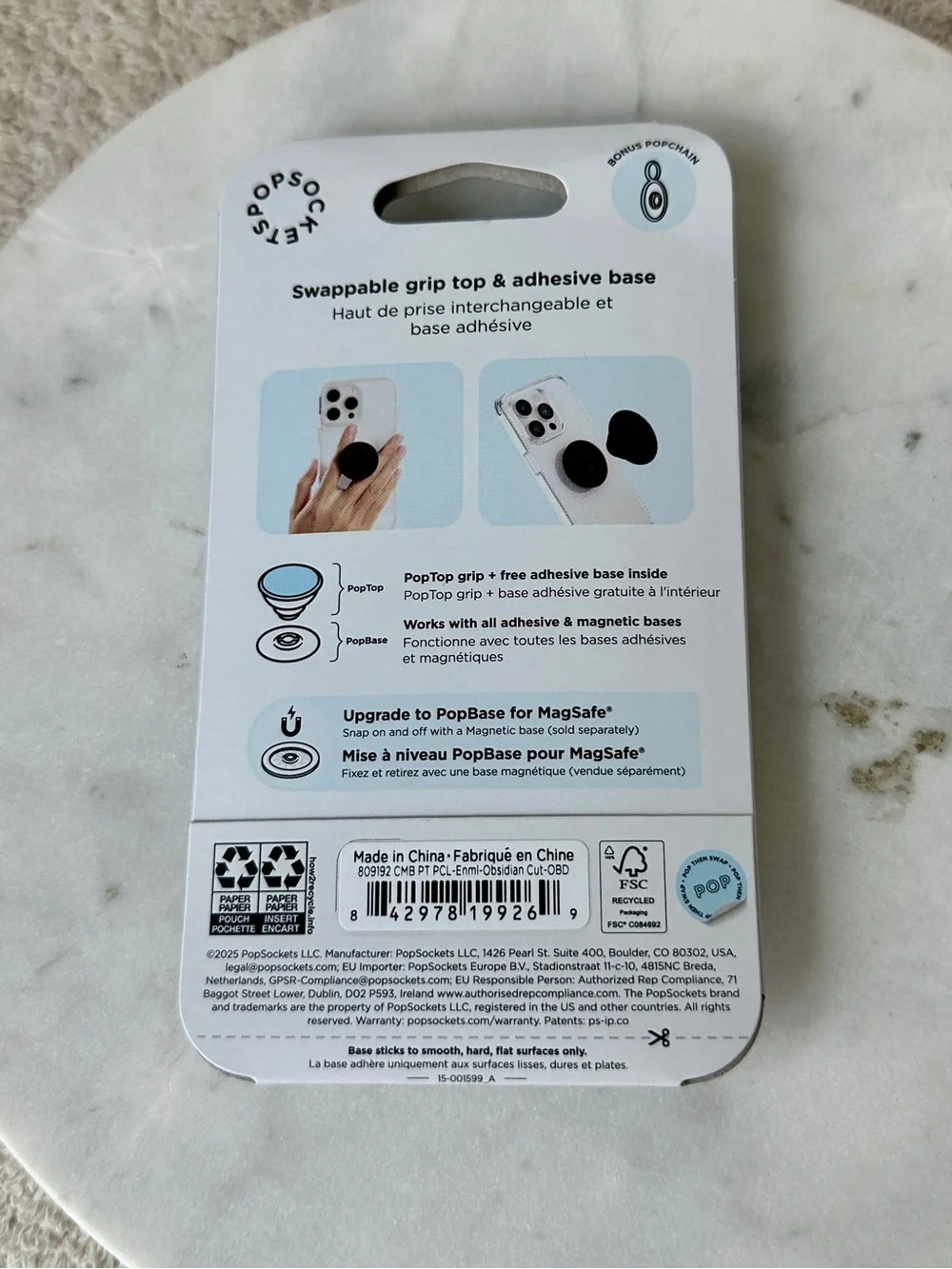 PopSockets PopTop Enamel Obsidian Cut MagSafe PopGrip Phone Grip Black Gold NEW